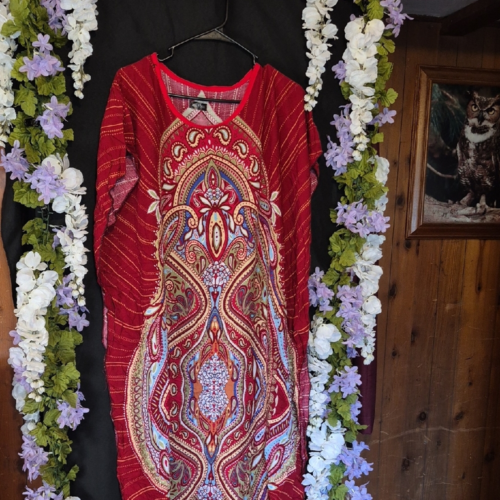 Elegant Red Paisley Dress